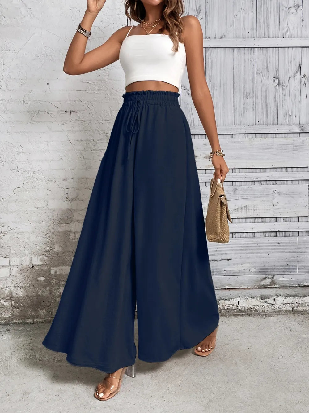 Honey Tied High Waist Wide Leg Pants – Trendsi | ClozArt