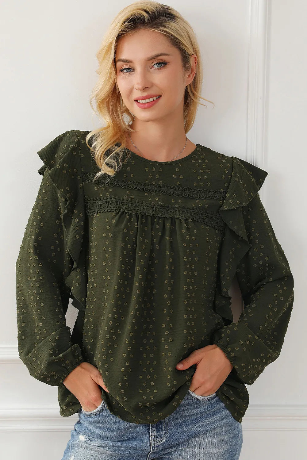Round Neck Ruffled Blouse – Trendsi | ClozArt