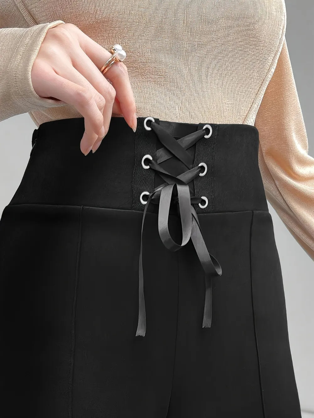Lace Up Slit Bootcut Pants – Trendsi | ClozArt