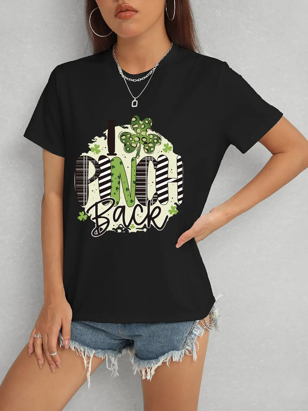 I PINCH BACK Round Neck Short Sleeve T-Shirt – Trendsi | ClozArt
