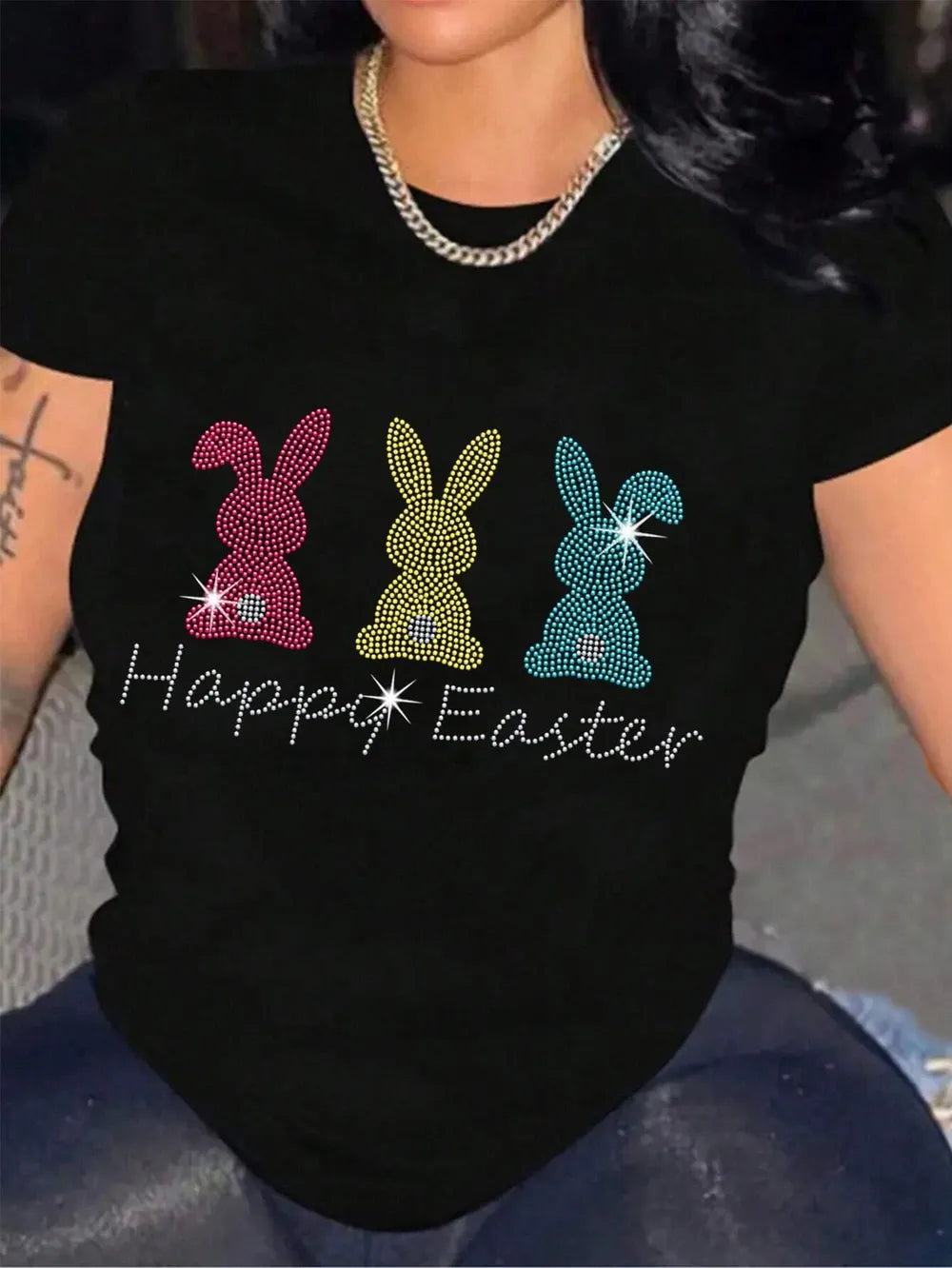 HAPPY EASTER Graphic Round Neck T-Shirt – Trendsi | ClozArt