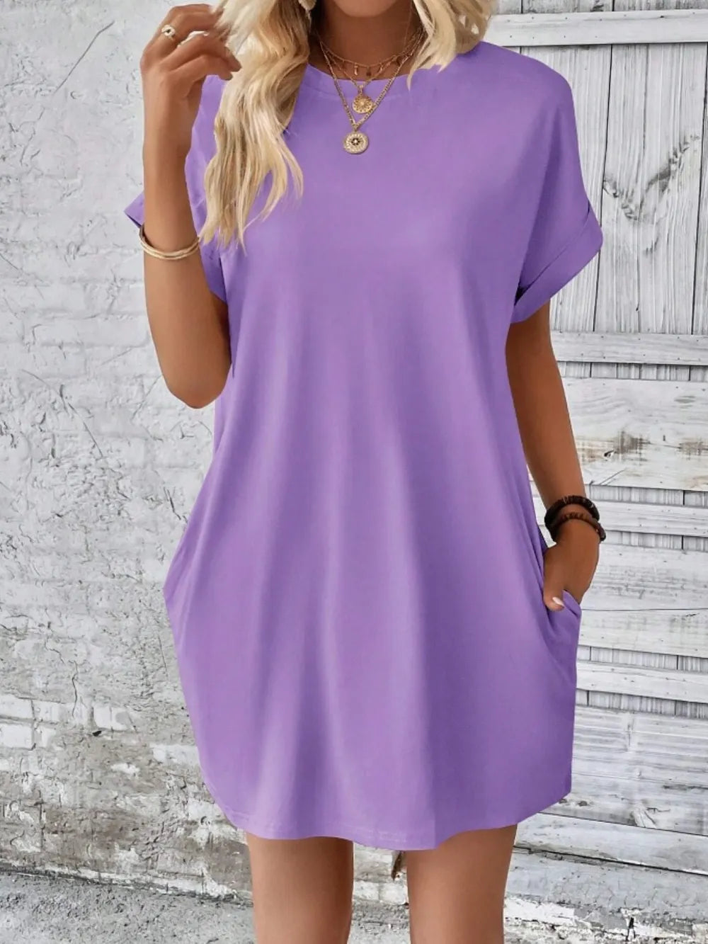 Pocketed Round Neck Short Sleeve Dress – Trendsi | ClozArt