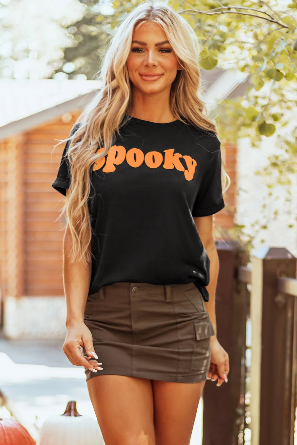 SPOOKY Round Neck Short Sleeve T-Shirt – Trendsi | ClozArt