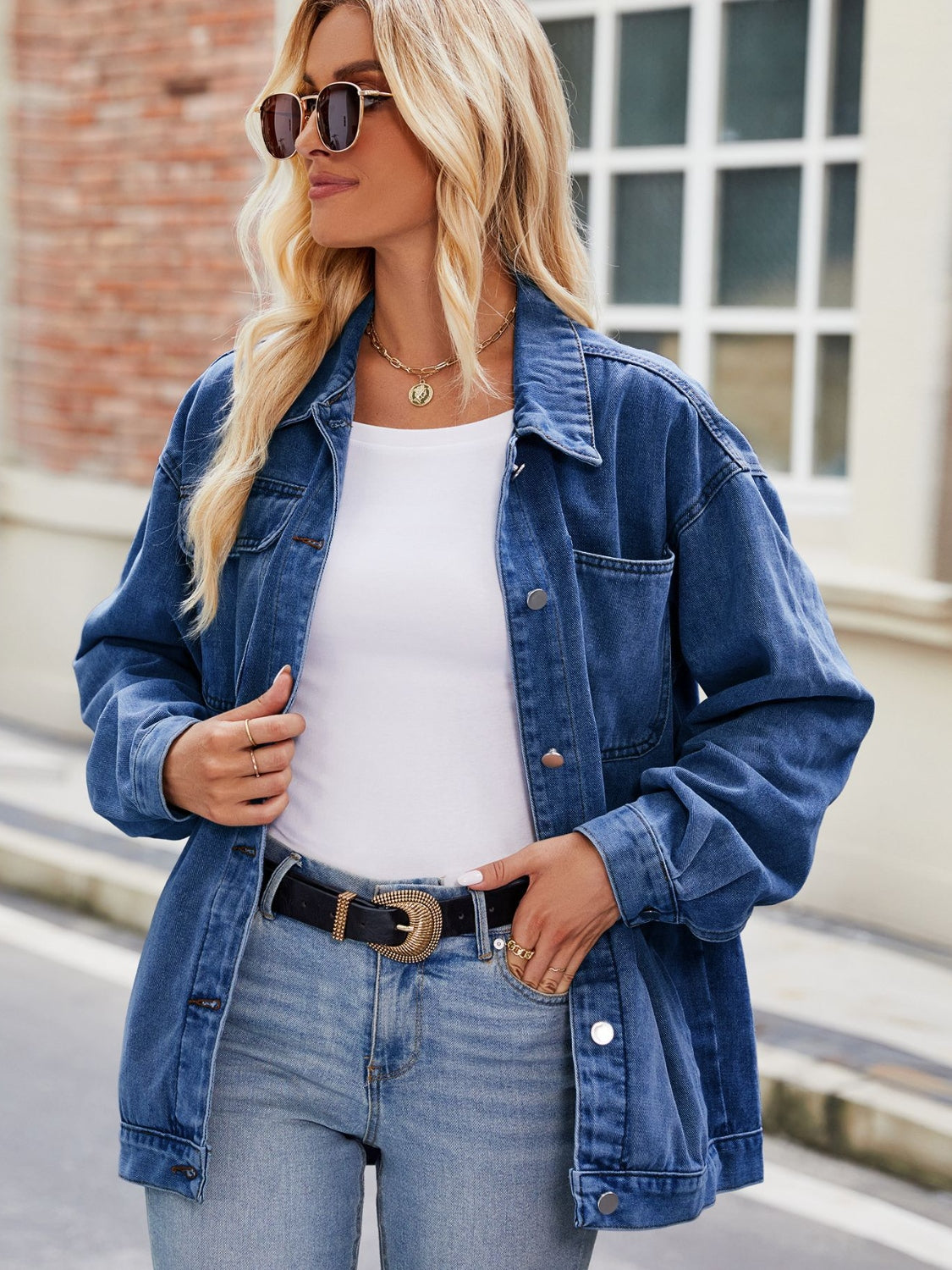 Button Up Denim Jacket with Pockets – Trendsi | ClozArt