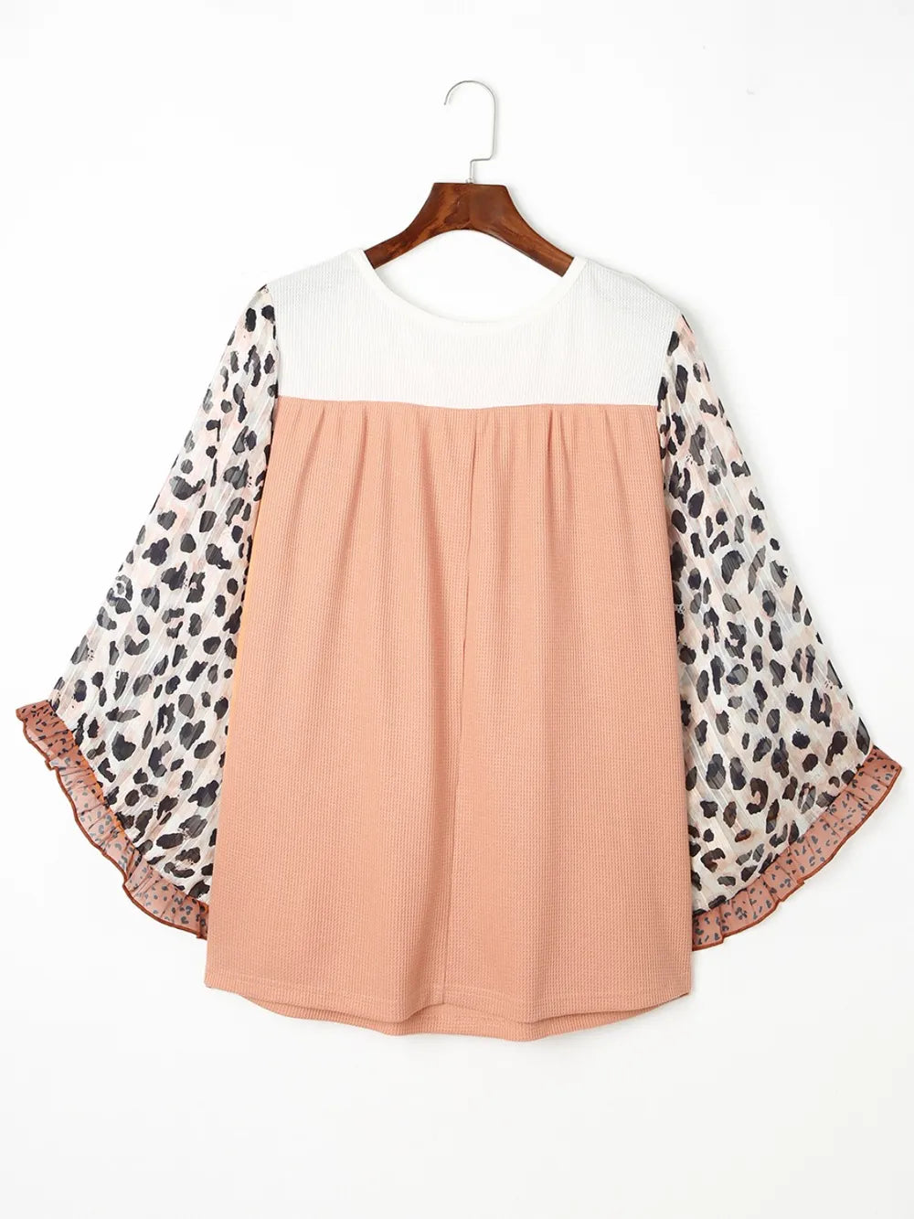 Plus Size Leopard Ruffle Trim Long Sleeve Blouse – Trendsi | ClozArt