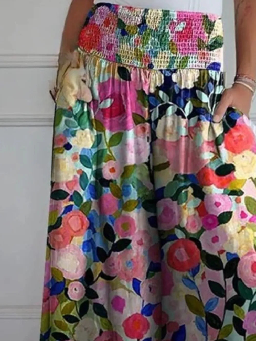 Full Size Smocked Wide Leg Pants with Pockets – Trendsi | ClozArt