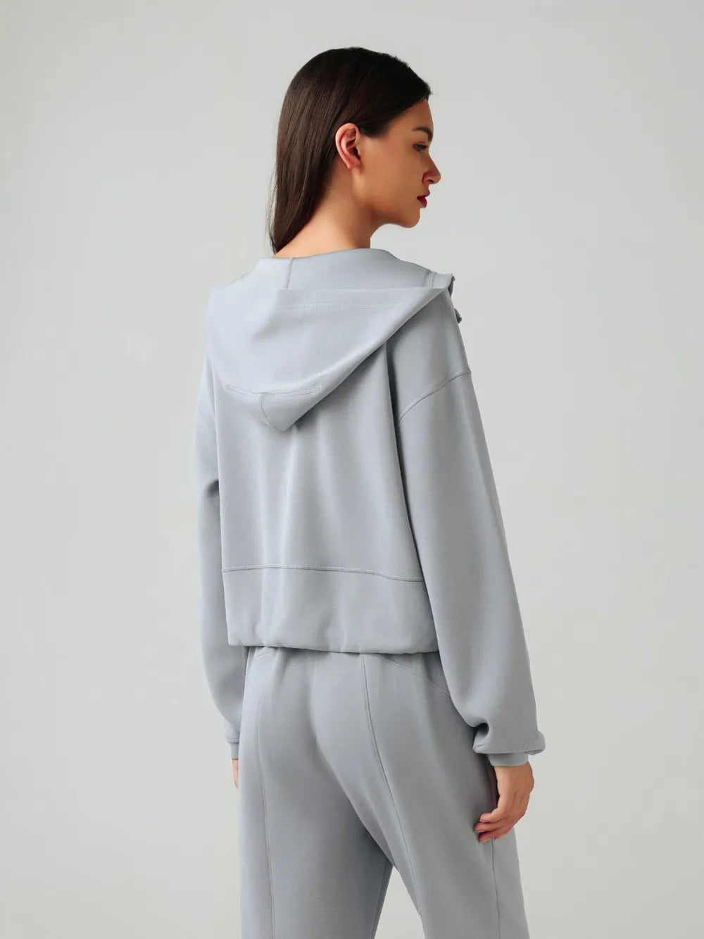 Millennia Zip Up Dropped Shouder Active Hooded – Trendsi | ClozArt