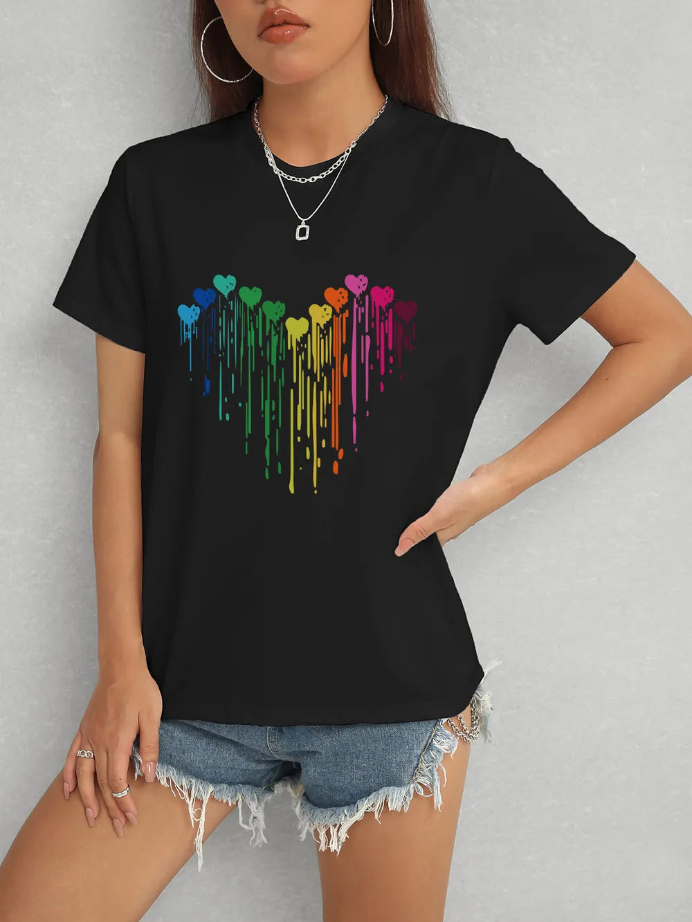 Heart Round Neck Short Sleeve T-Shirt – Trendsi | ClozArt