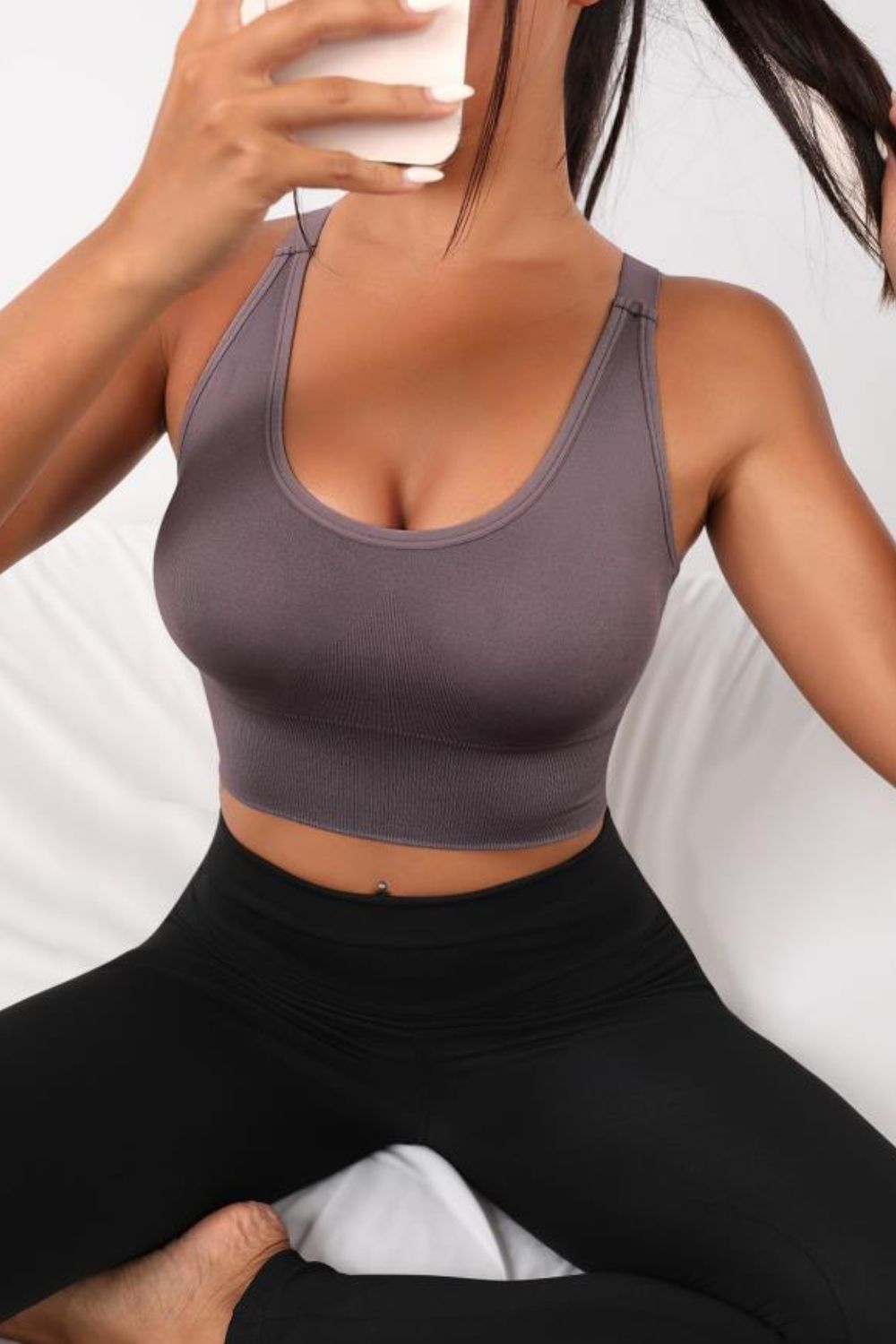 Scoop Neck Long Active Bra – Trendsi | ClozArt