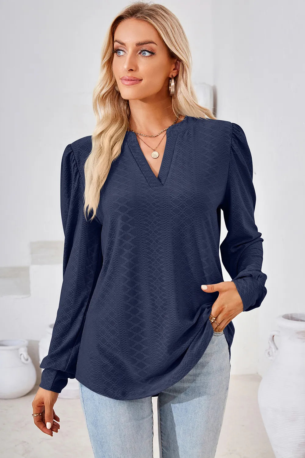 Notched Long Sleeve T-Shirt – Trendsi | ClozArt