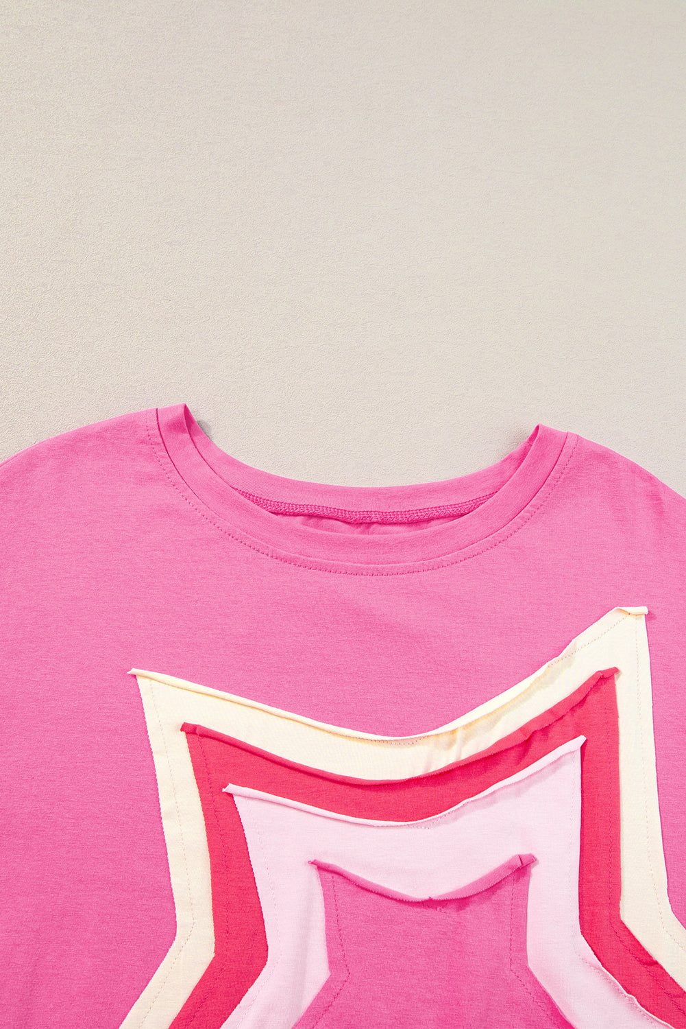 Moonlight Jade Colorblock Star Patched Half Sleeve Oversized Tee – Shewin | ClozArt