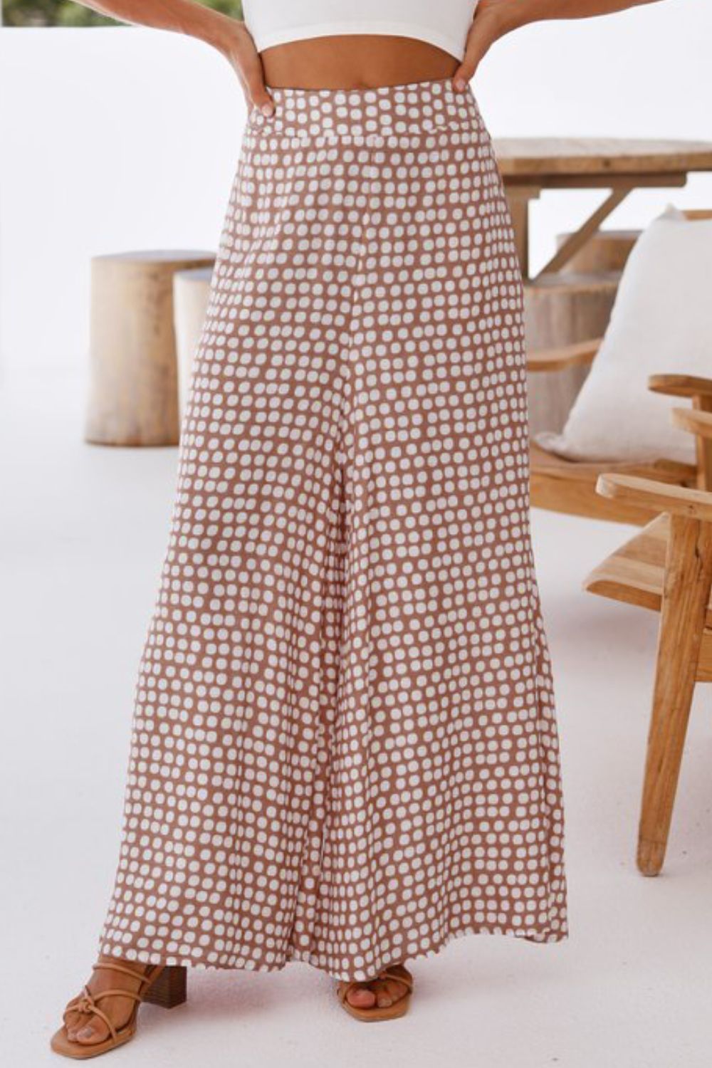 Polka Dot High Waist Wide Leg Pants with Pockets – Trendsi | ClozArt