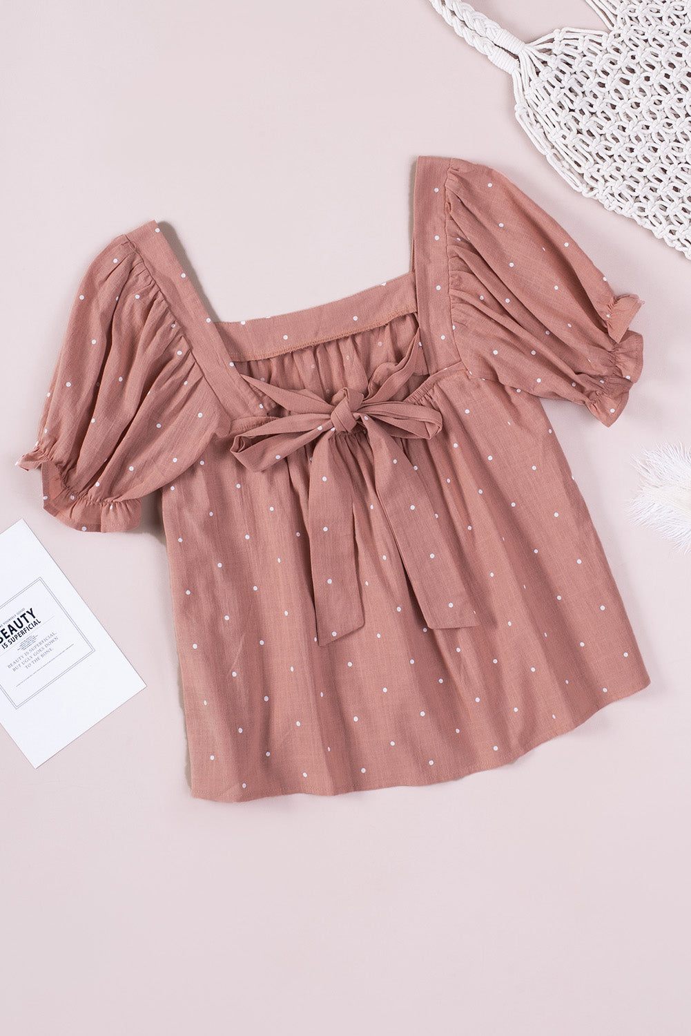 Polka Dot Square Neck Flounce Sleeve Top – Trendsi | ClozArt