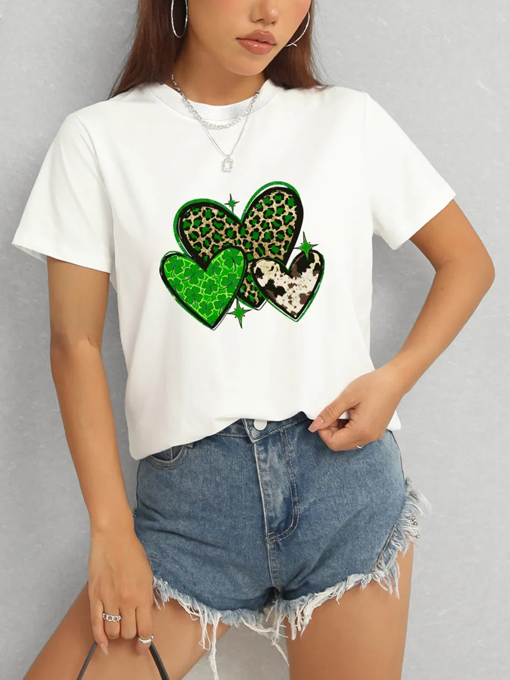 Heart Round Neck Short Sleeve T-Shirt – Trendsi | ClozArt