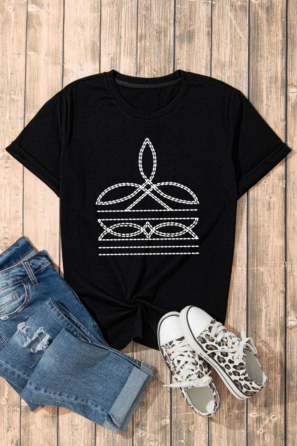 Graphic Round Neck Short Sleeve T-Shirt – Trendsi | ClozArt