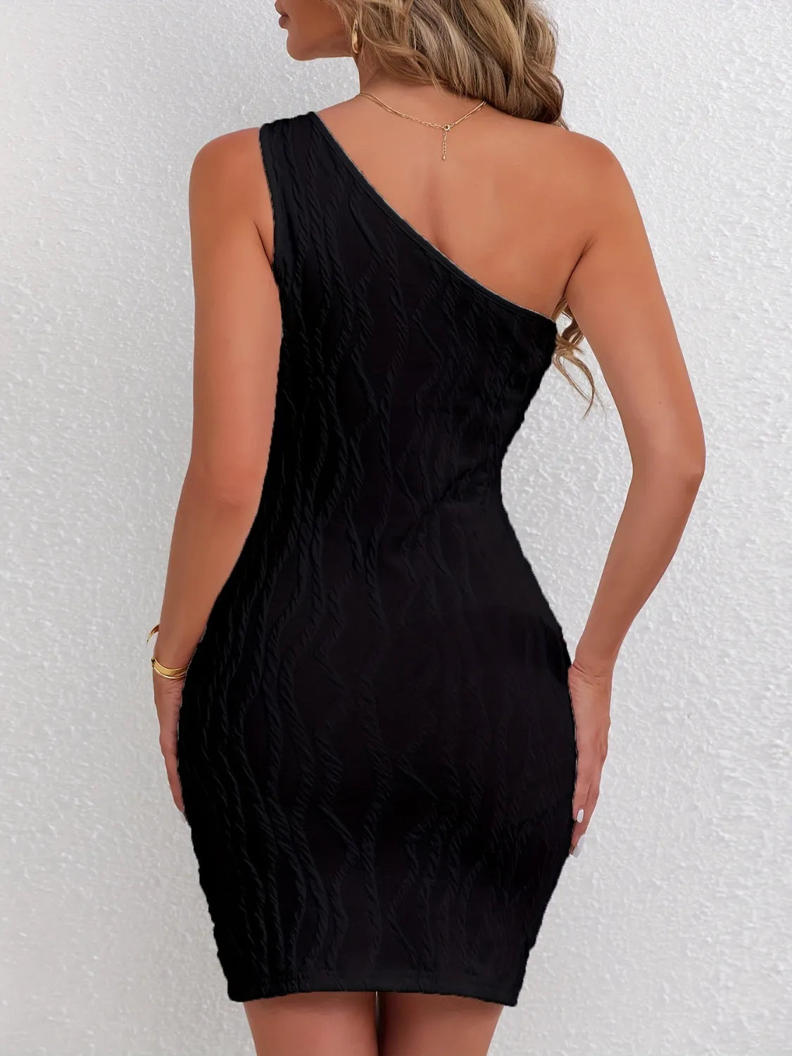 Textured Single Shoulder Mini Dress – Trendsi | ClozArt