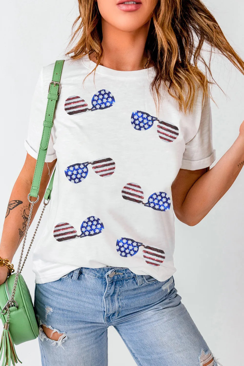 Sequin Round Neck Short Sleeve T-Shirt – Trendsi | ClozArt