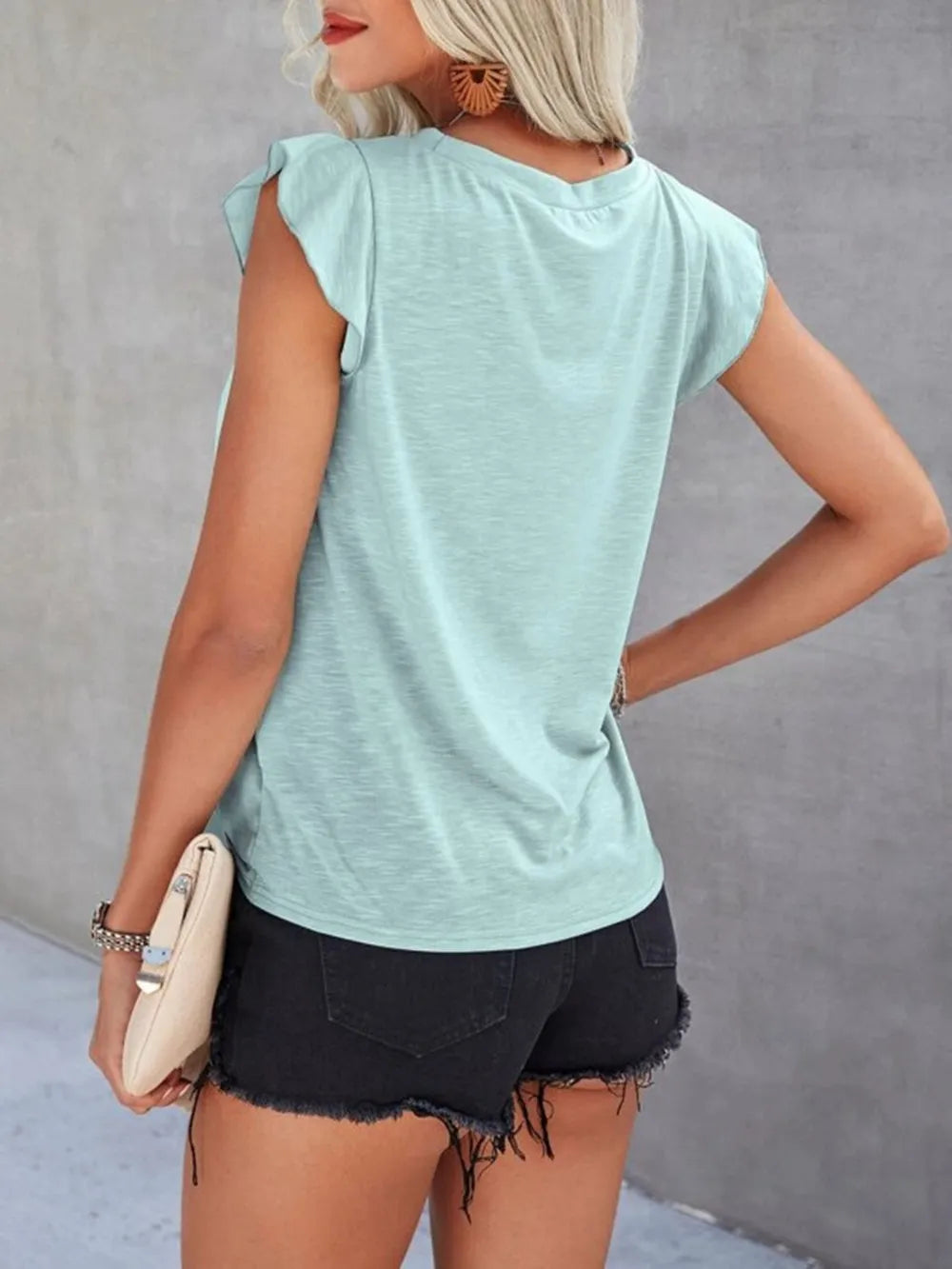 Ruffled Round Neck Cap Sleeve T-Shirt – Trendsi | ClozArt
