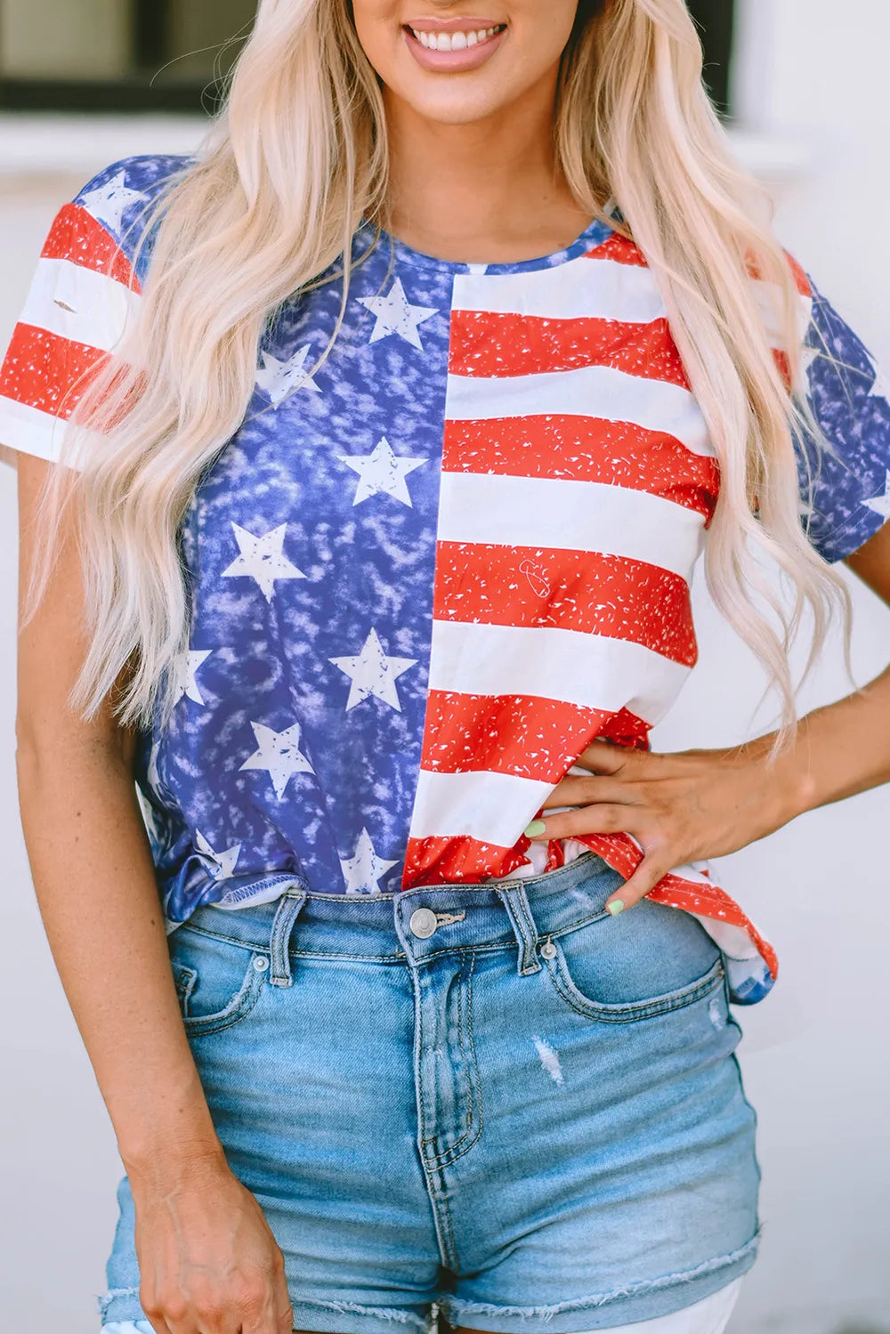 US Flag Round Neck Short Sleeve T-Shirt – Trendsi | ClozArt