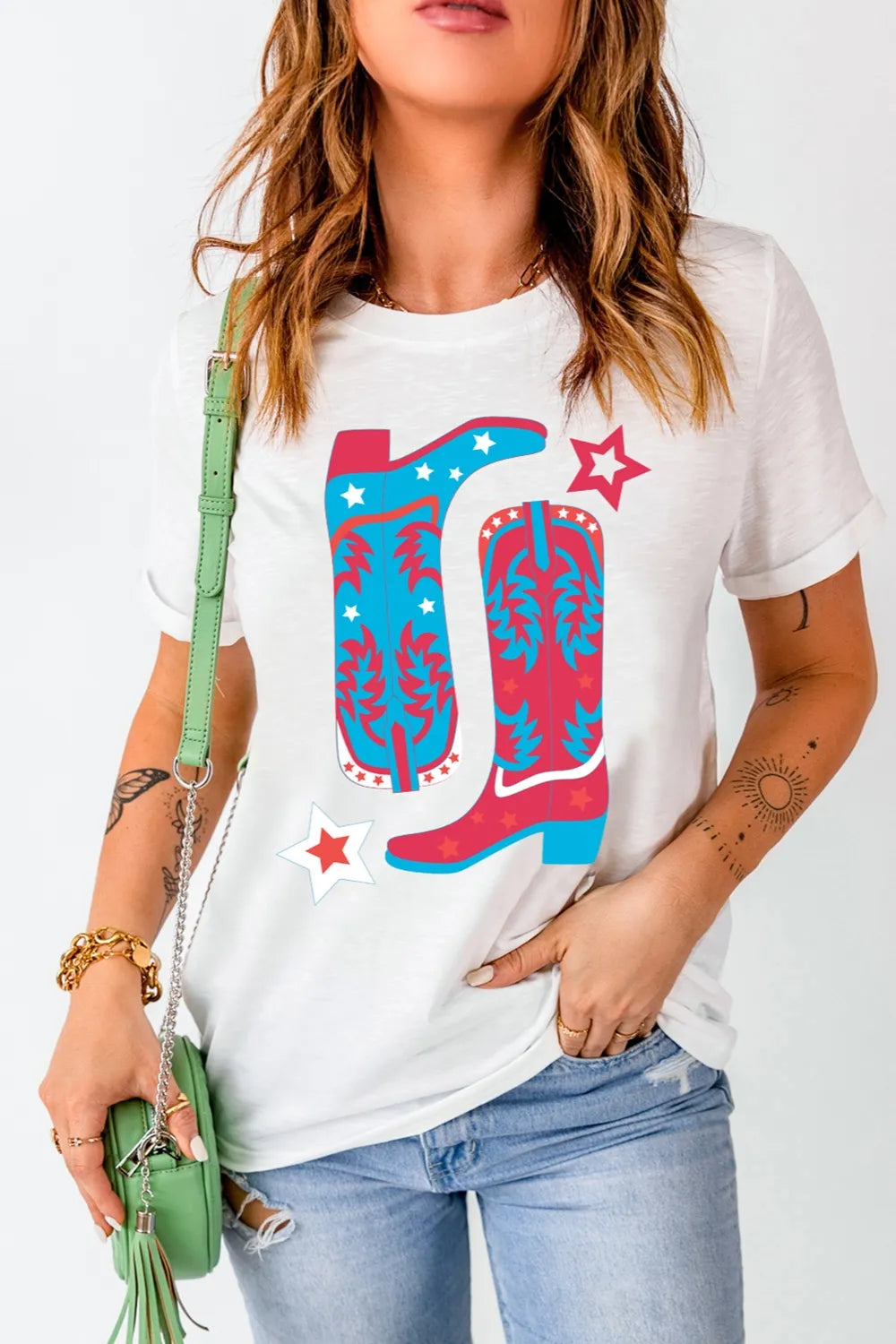 Boots Round Neck Short Sleeve T-Shirt – Trendsi | ClozArt