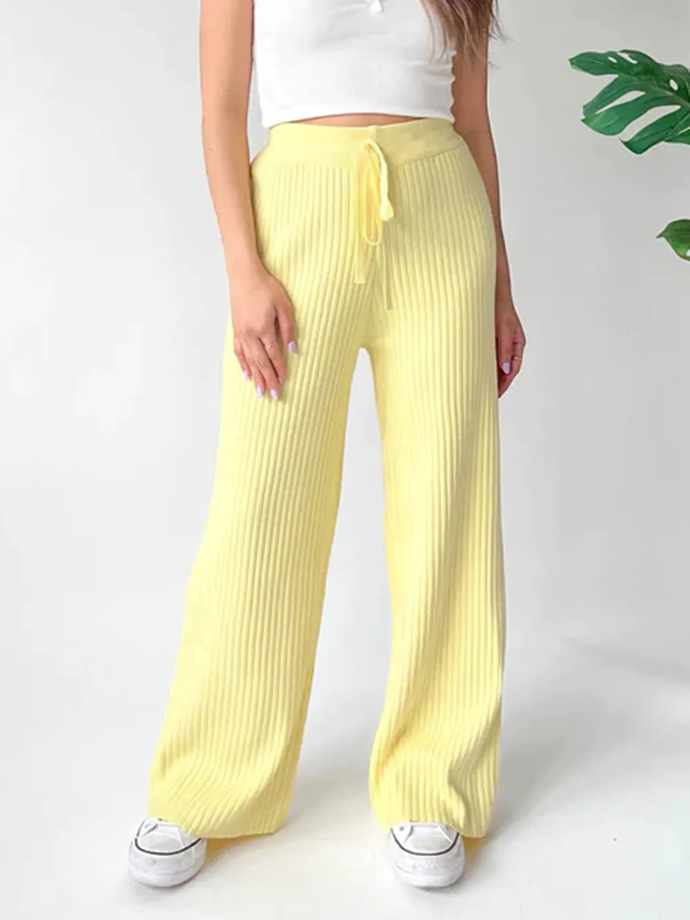 Ribbed Wide Leg Sweater Pants – Trendsi | ClozArt