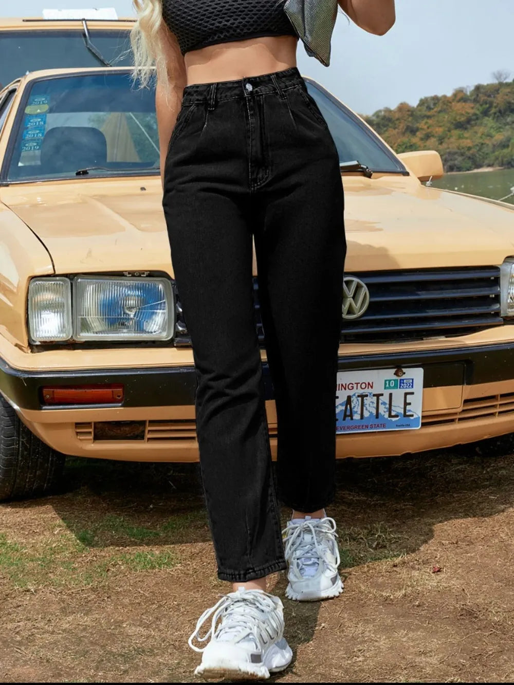 Straight Leg Jeans with Pockets – Trendsi | ClozArt