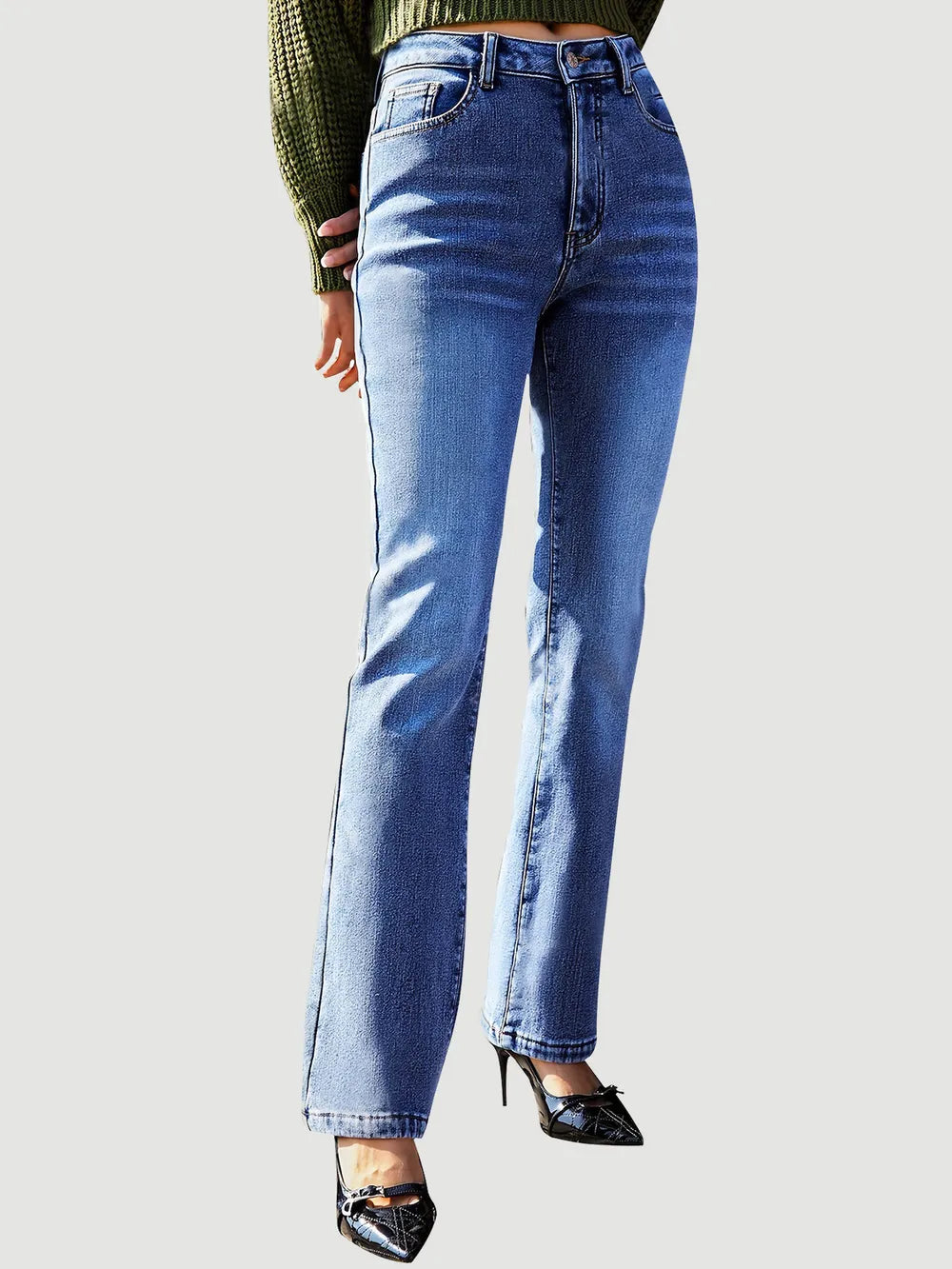Straight Leg Jeans with Pockets – Trendsi | ClozArt