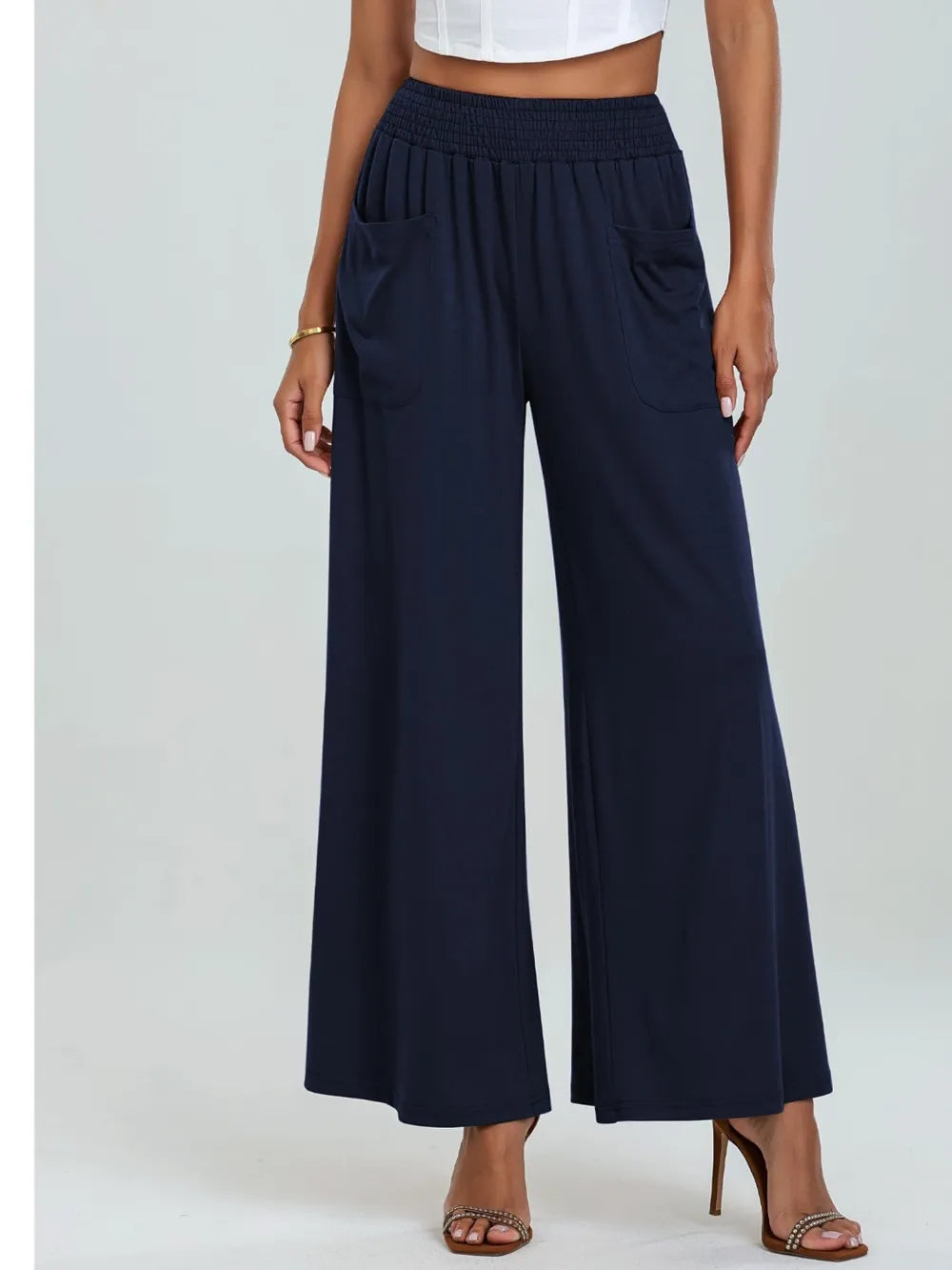 Pocketed Elastic Waist Wide Leg Pants – Trendsi | ClozArt