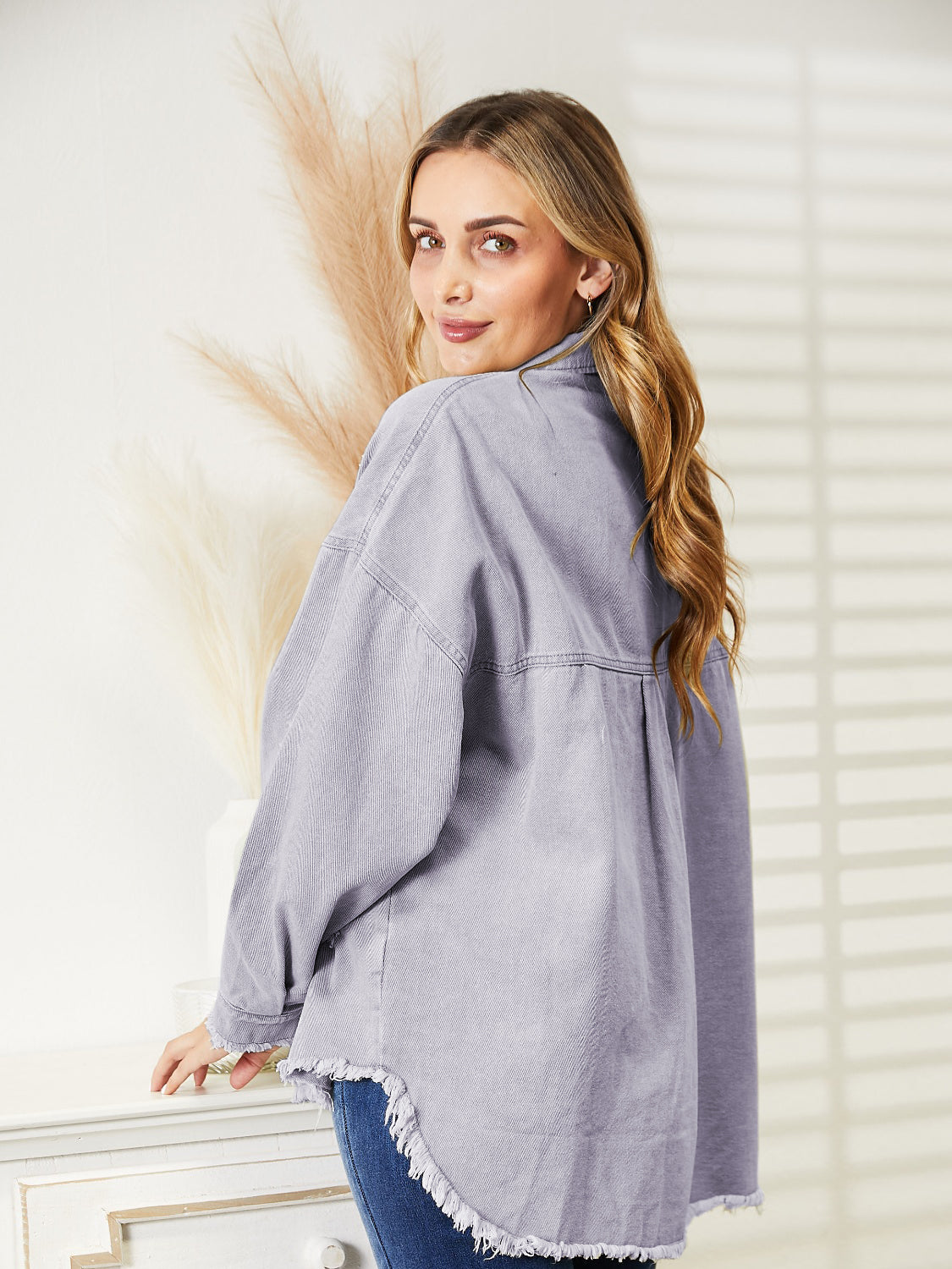 Distressed Raw Hem Denim Jacket – Trendsi | ClozArt