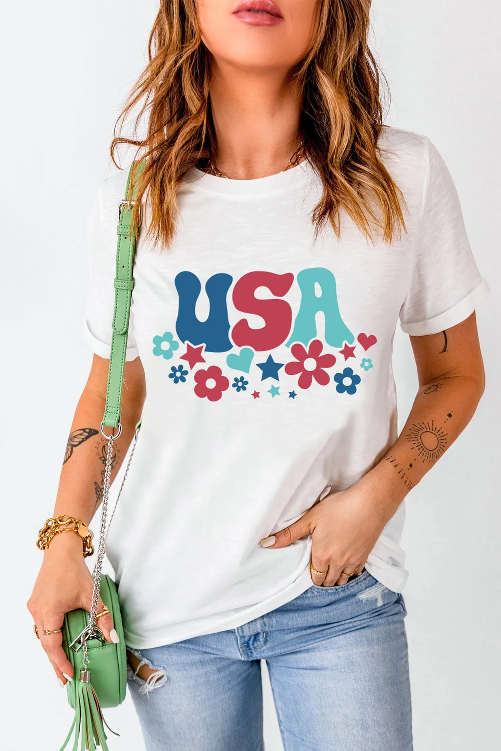 USA Round Neck Short Sleeve T-Shirt – Trendsi | ClozArt