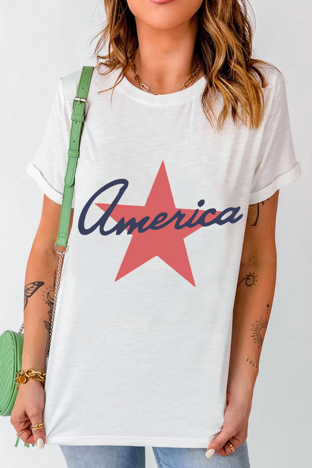 Star Round Neck Short Sleeve T-Shirt – Trendsi | ClozArt