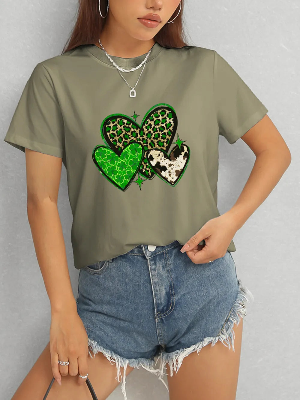 Heart Round Neck Short Sleeve T-Shirt – Trendsi | ClozArt