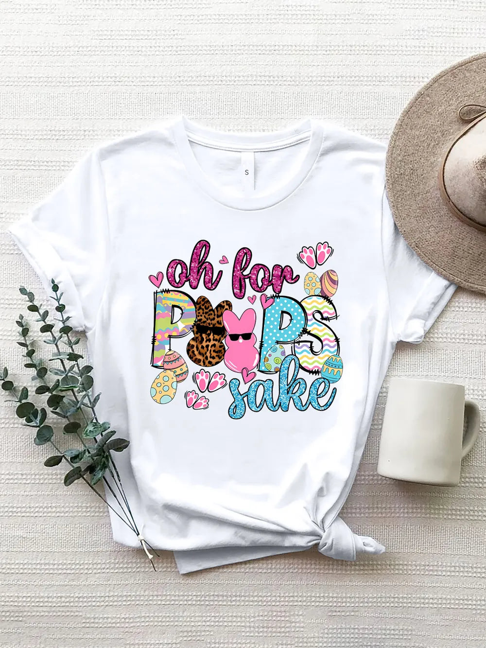 OH FOR PEEPS SAKE Round Neck T-Shirt – Trendsi | ClozArt