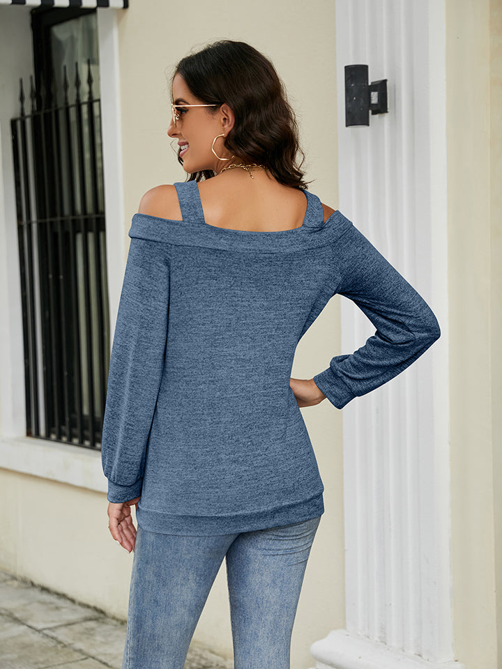 Cold Shoulder Cutout Square Neck Blouse – Trendsi | ClozArt