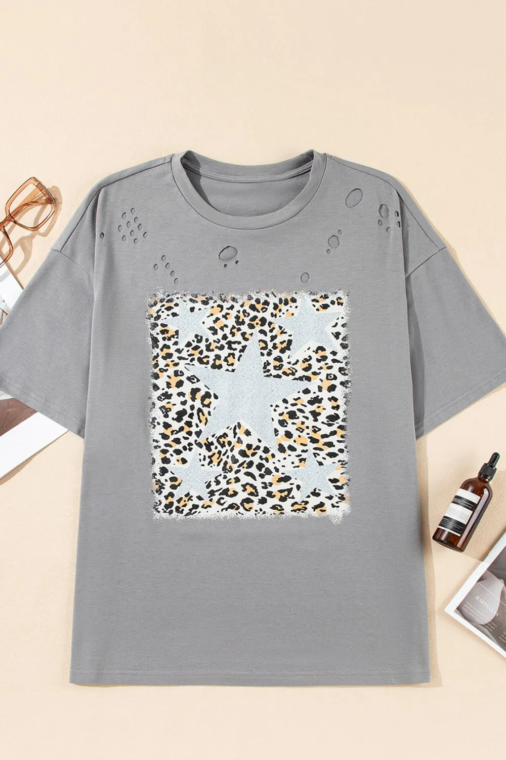 Stars Leopard Graphic Distressed T-Shirt – Trendsi | ClozArt