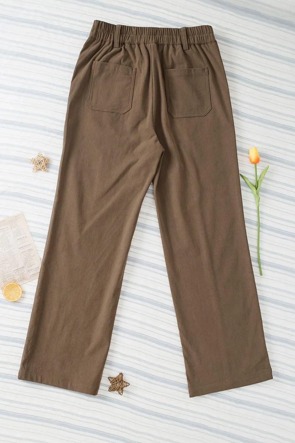 Half Elastic Waist Straight Pants – Trendsi | ClozArt
