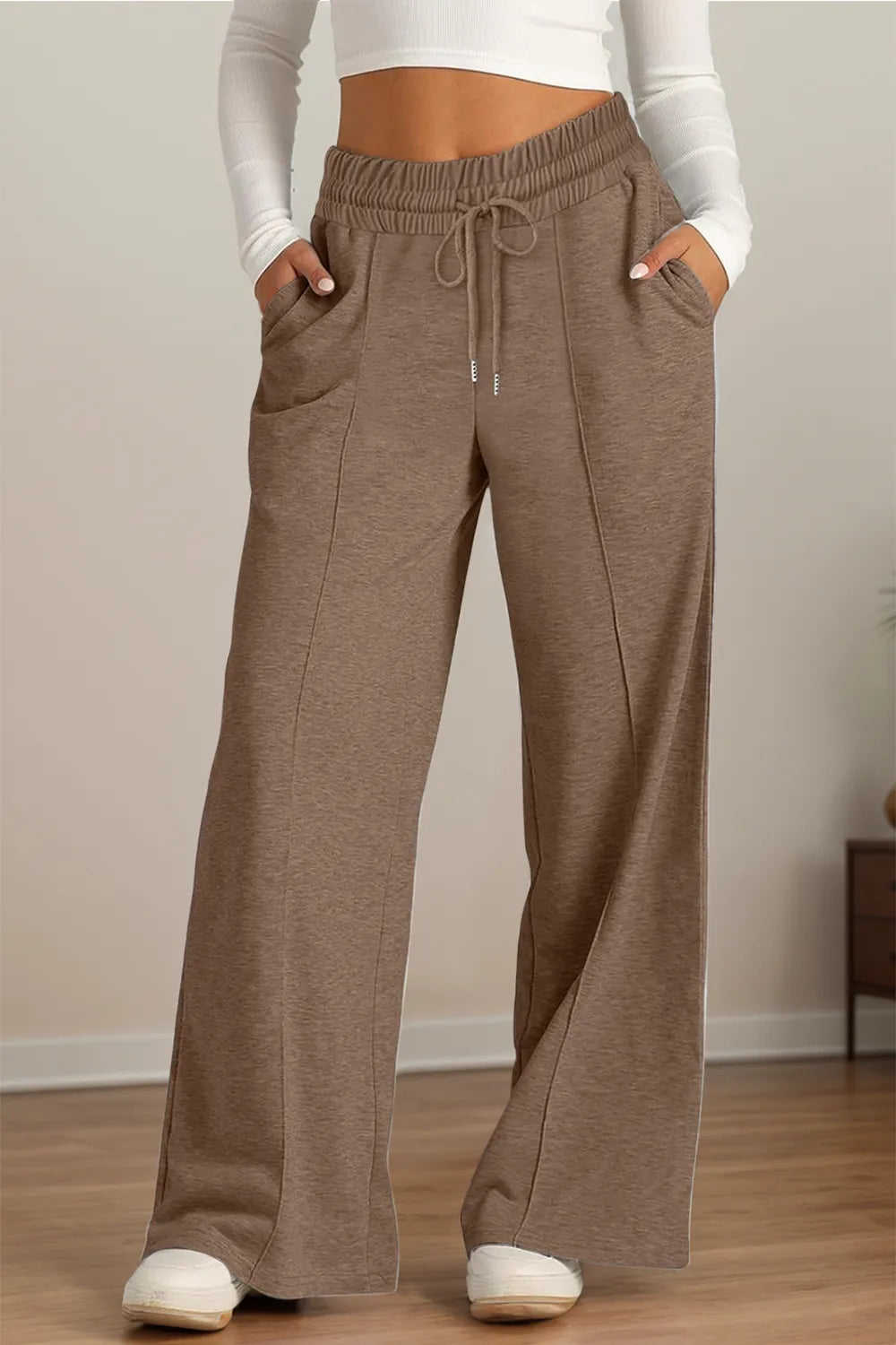 Drawstring Elastic Waist Wide Leg Pants – Trendsi | ClozArt