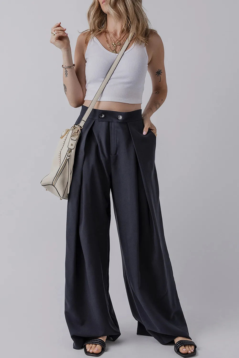 Wide Leg Pants with Pockets – Trendsi | ClozArt