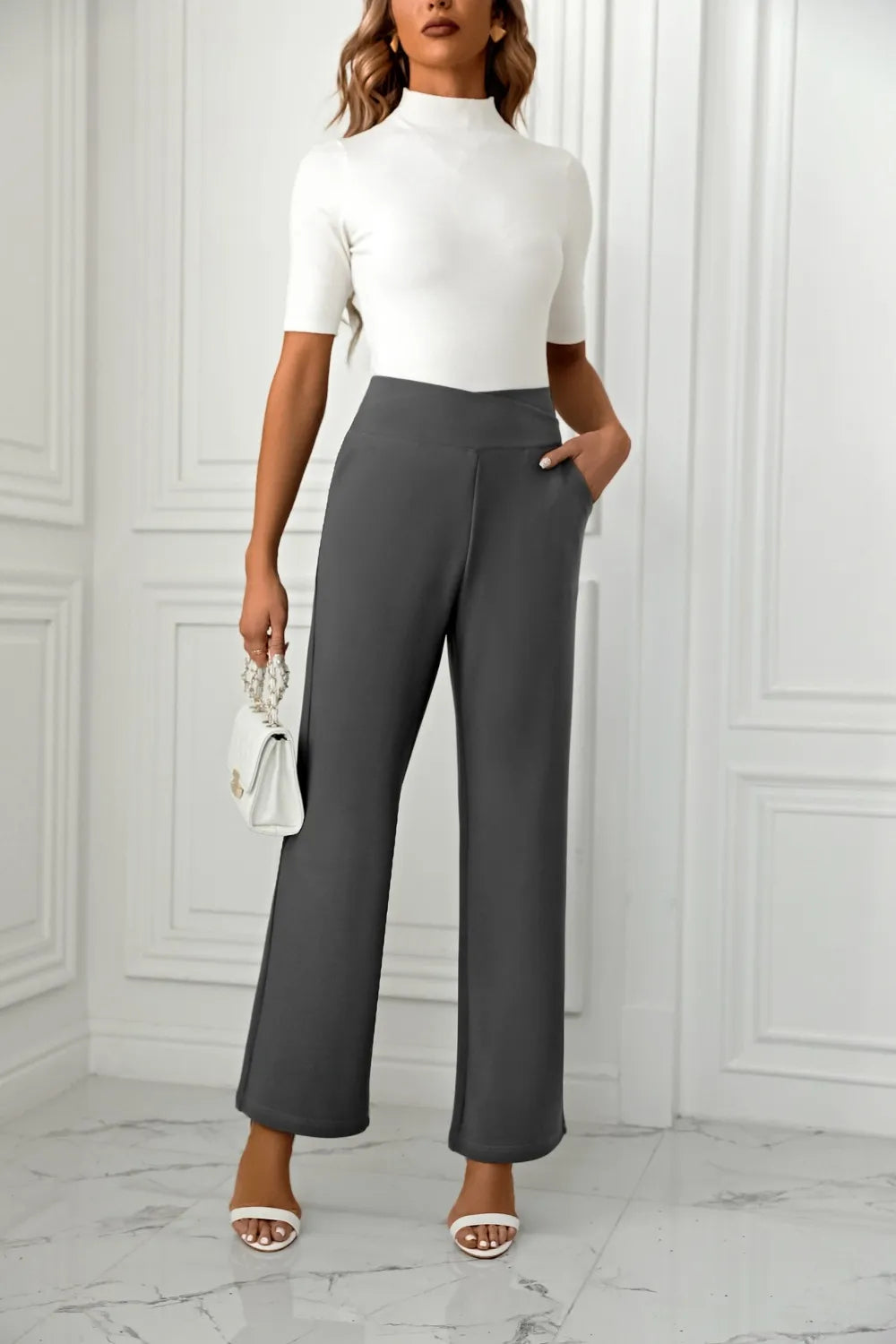 High Waist Straight Leg Pants – Trendsi | ClozArt