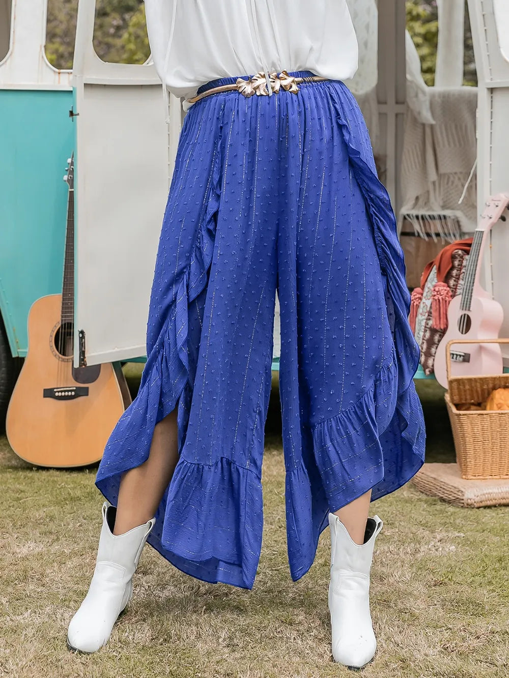 Plus Size Swiss Dot Ruffled Wide Leg Pants – Trendsi | ClozArt