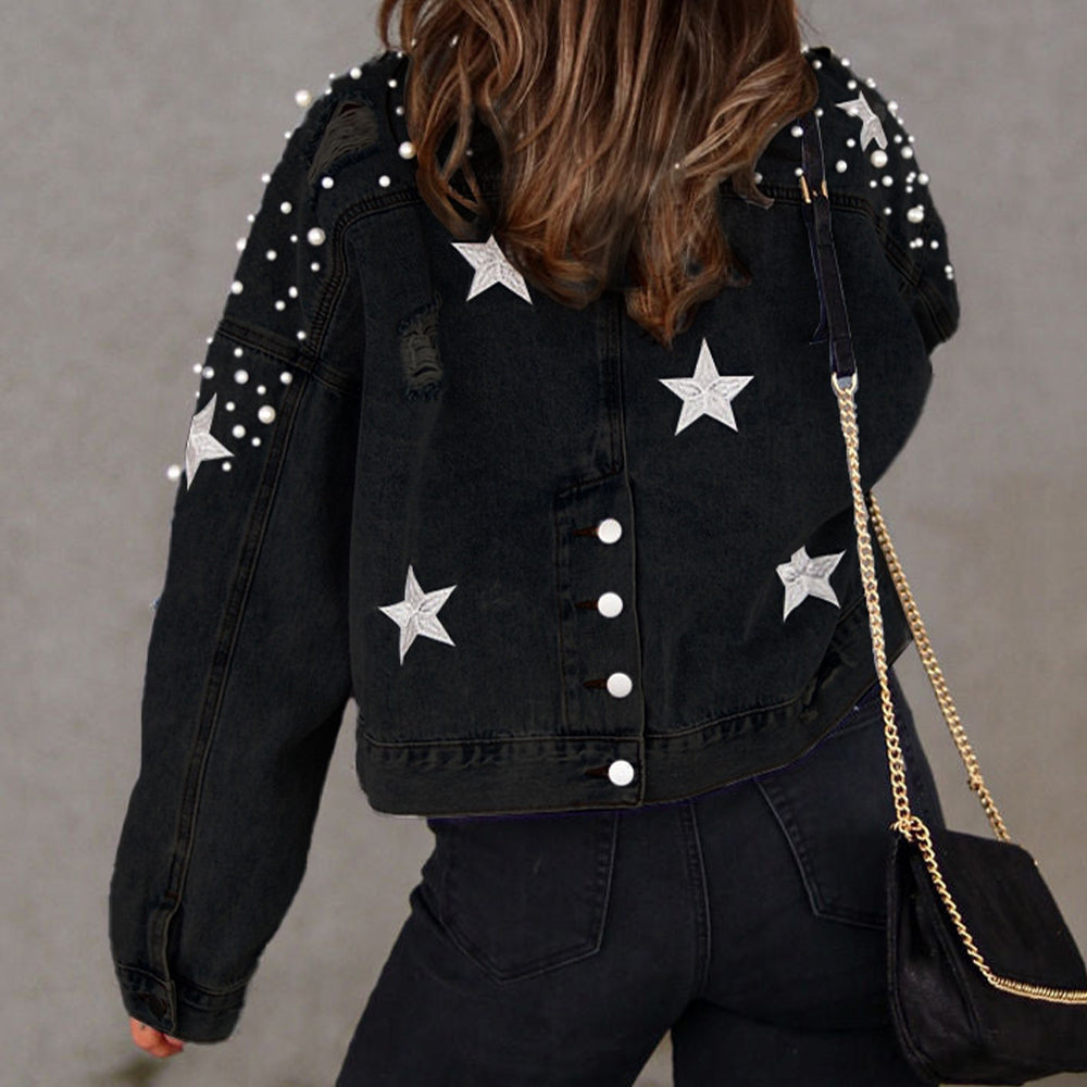 Bead Detail Denim Jacket – Trendsi | ClozArt