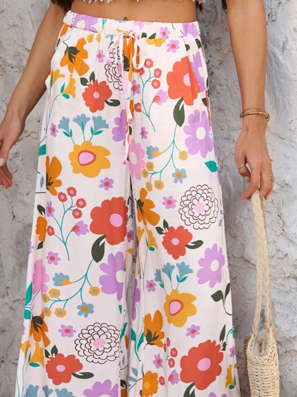 Devine Drawstring Printed Wide Leg Pants – Trendsi | ClozArt