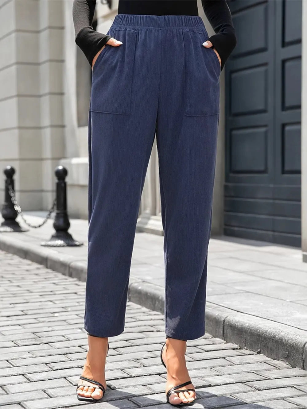 Elastic Waist Pants with Pockets – Trendsi | ClozArt