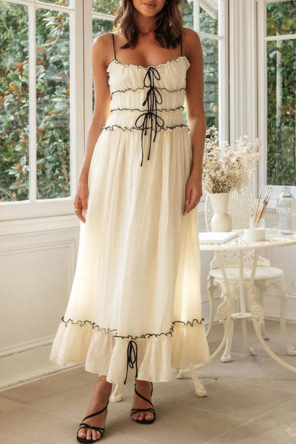 Frill Tied Front Midi Cami Dress – Trendsi | ClozArt