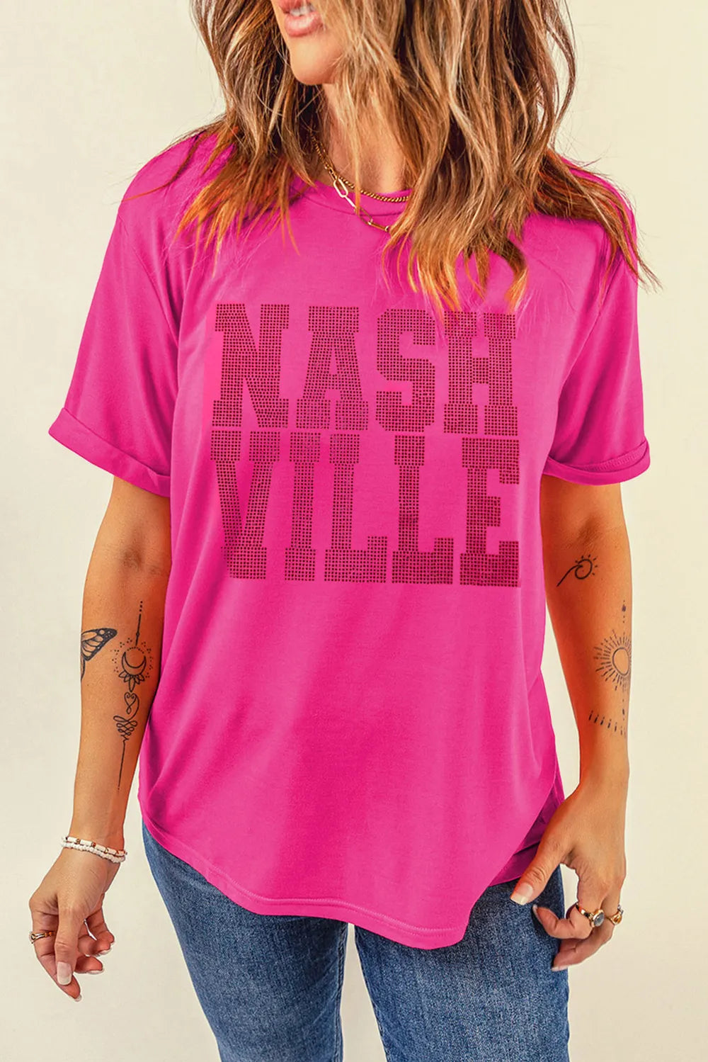 NASHVILLE Round Neck Short Sleeve T-Shirt – Trendsi | ClozArt