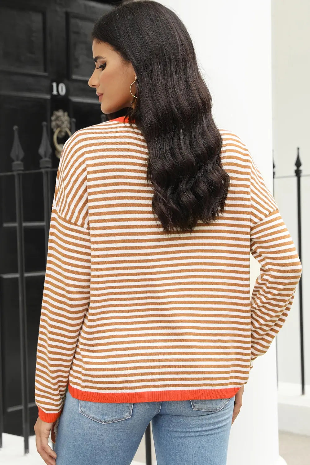 Striped Round Neck Drop Shoulder T-Shirt – Trendsi | ClozArt