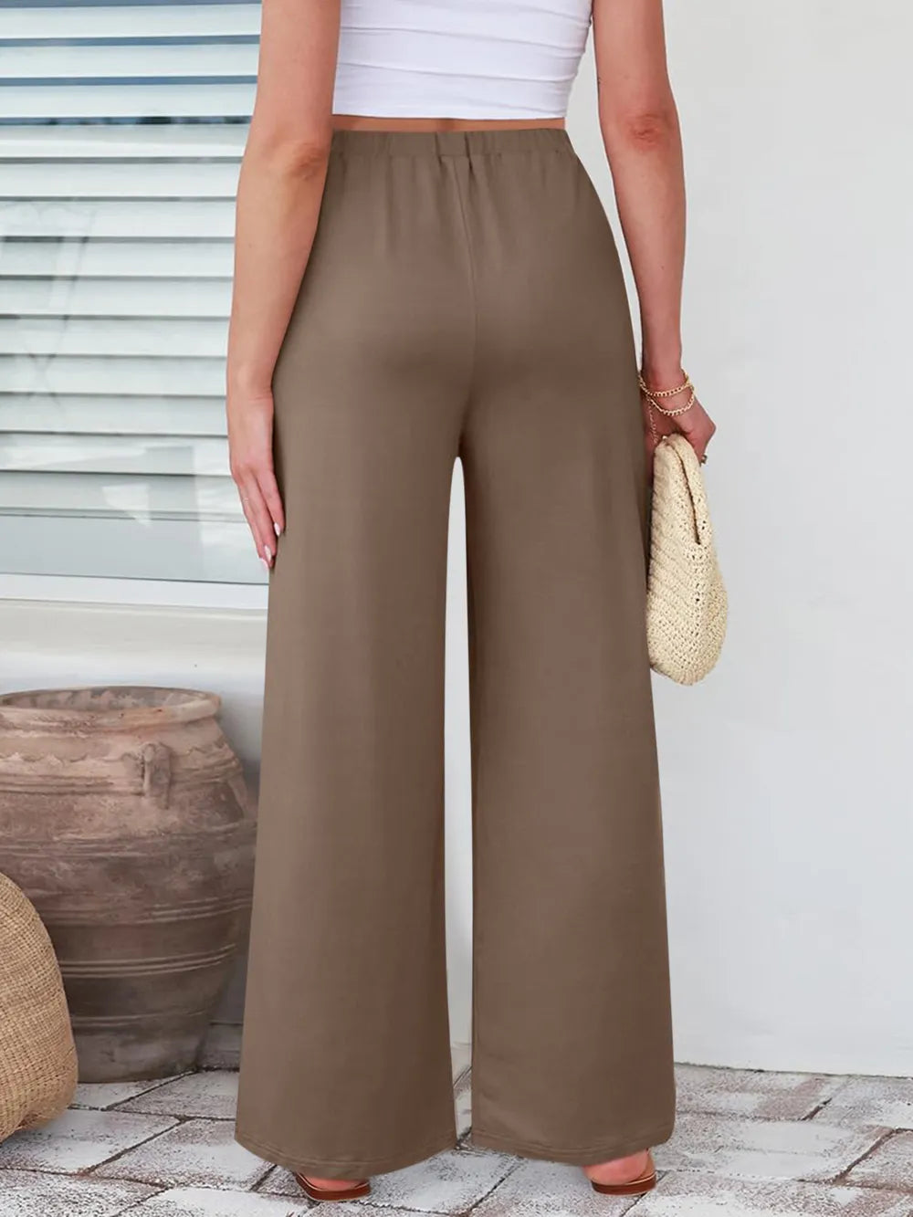 Elastic Waist Wide Leg Pants – Trendsi | ClozArt