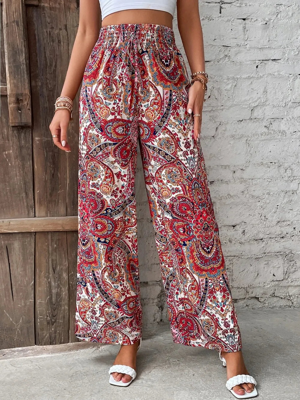 Printed Wide Leg Pants – Trendsi | ClozArt