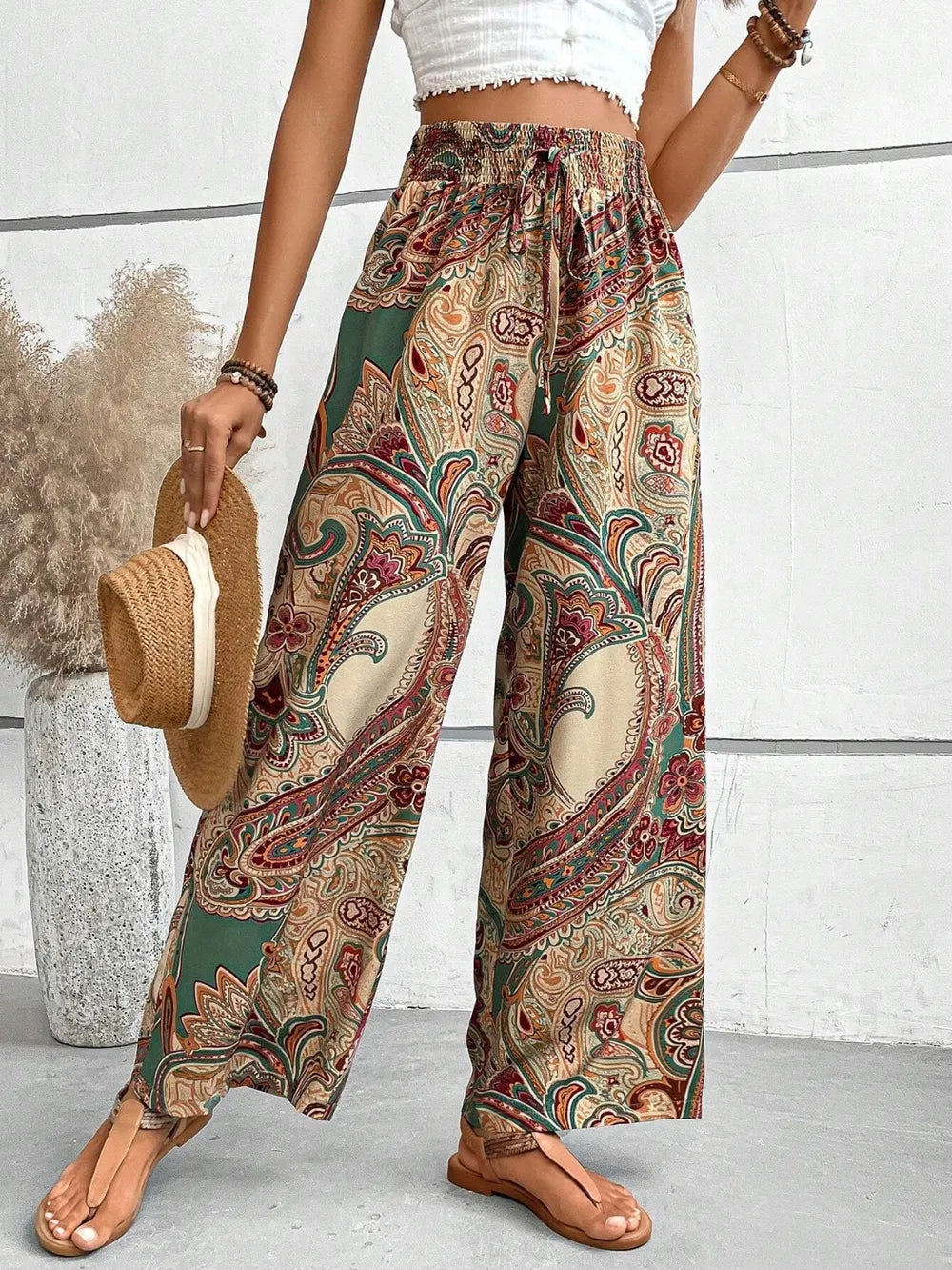 Printed Wide Leg Pants – Trendsi | ClozArt