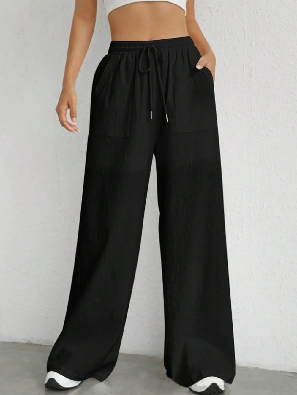 Drawstring Wide Leg Pants – Trendsi | ClozArt